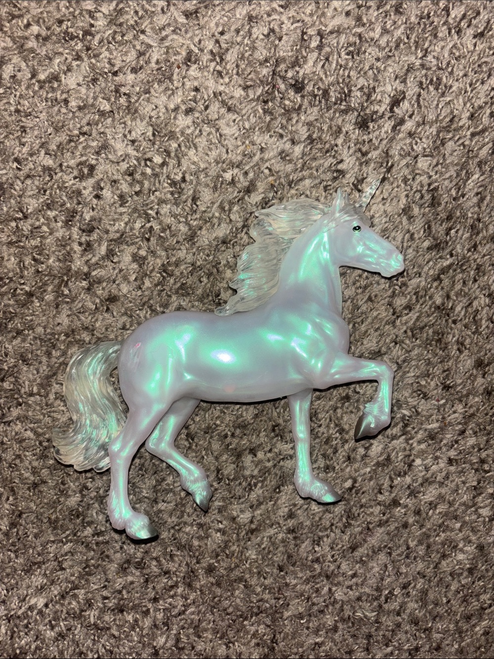 Iridescent Unicorn Figurine - Shimmery Pearl White